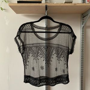 Lightly worn FREE PEOPLE sheer embroidered top